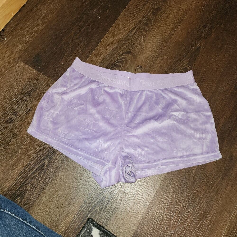 Purple Juicy Couture Velvet Monogram Sleep Shorts | Medium